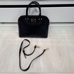 Authentic Michael Kors Saffiano Leather Black Medium Dome Satchel